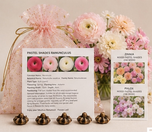 Pastel Shades Ranunculus Corms & Seed Gift Bag Pastel Shades Ranunculus Corms & Seed Gift Bag