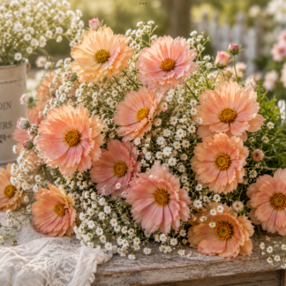 Home Apricot Cosmos & Baby’s White Baby’s Breath