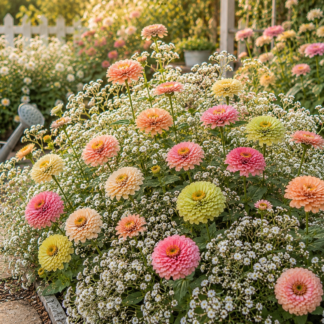 Home Pastel Zinnia With White Gypsum