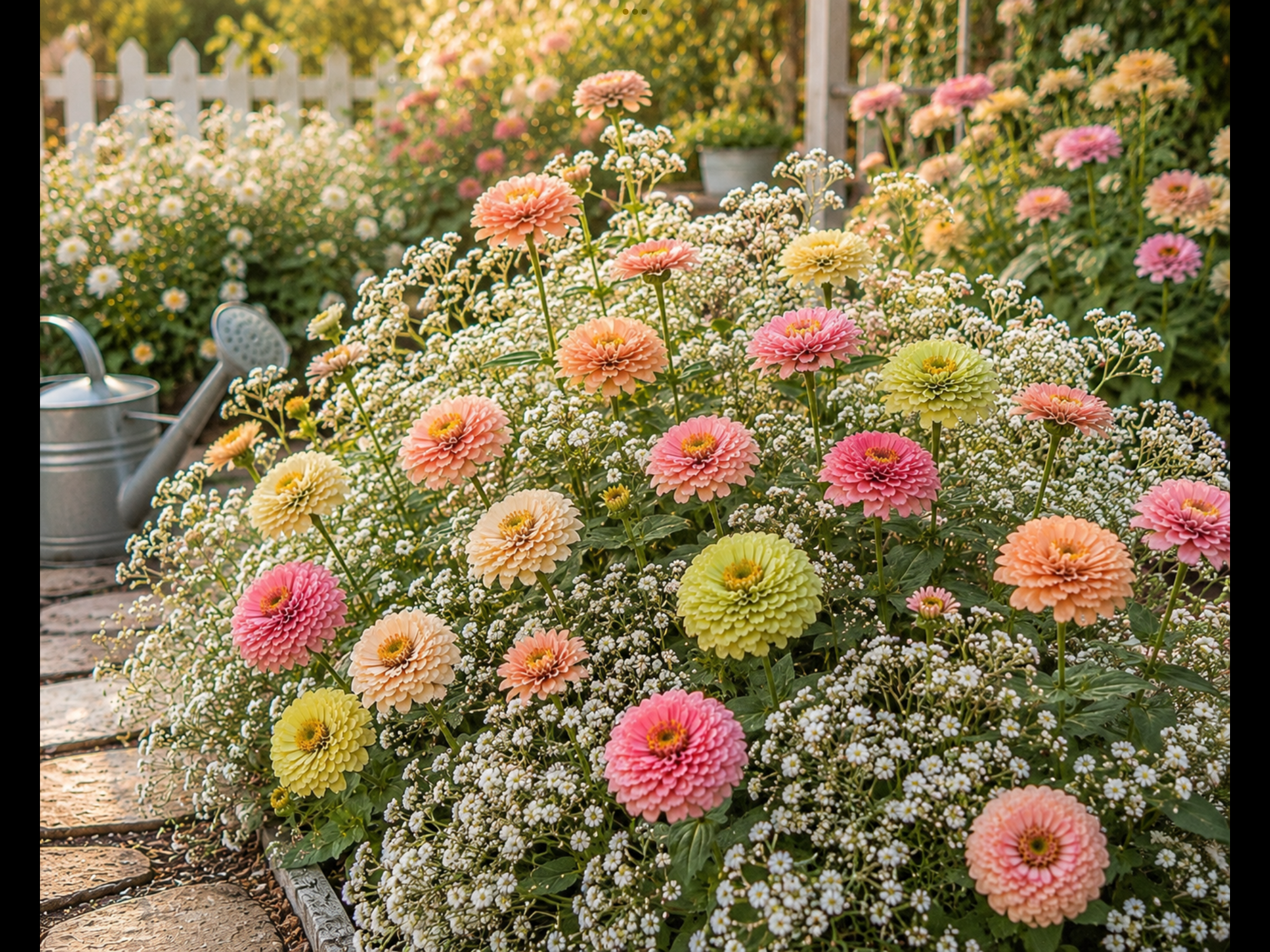 Pastel Zinnia With White Gypsum Pastel Zinnia With White Gypsum