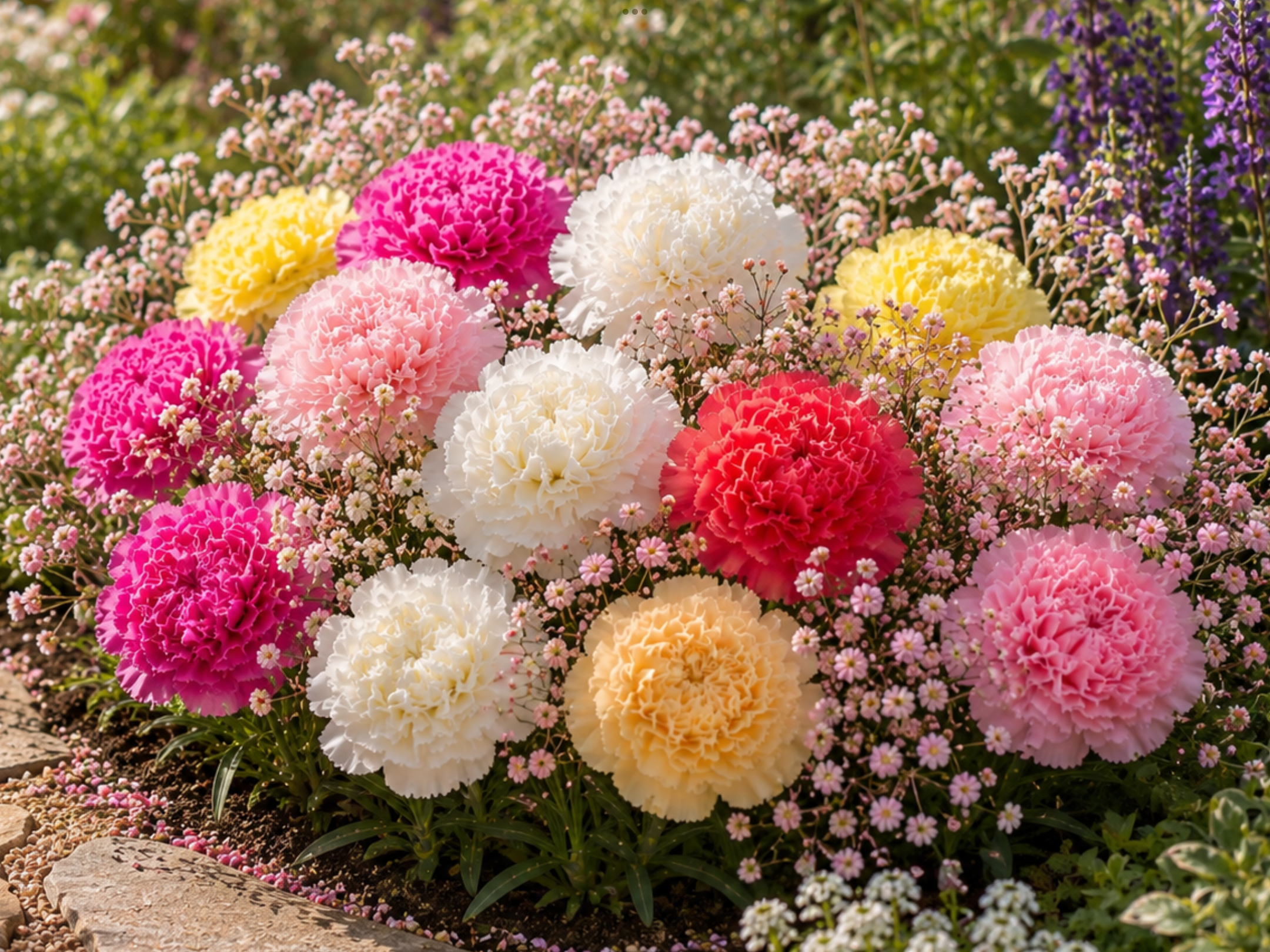 Carnation With Pink Gypsum Carnation With Pink Gypsum