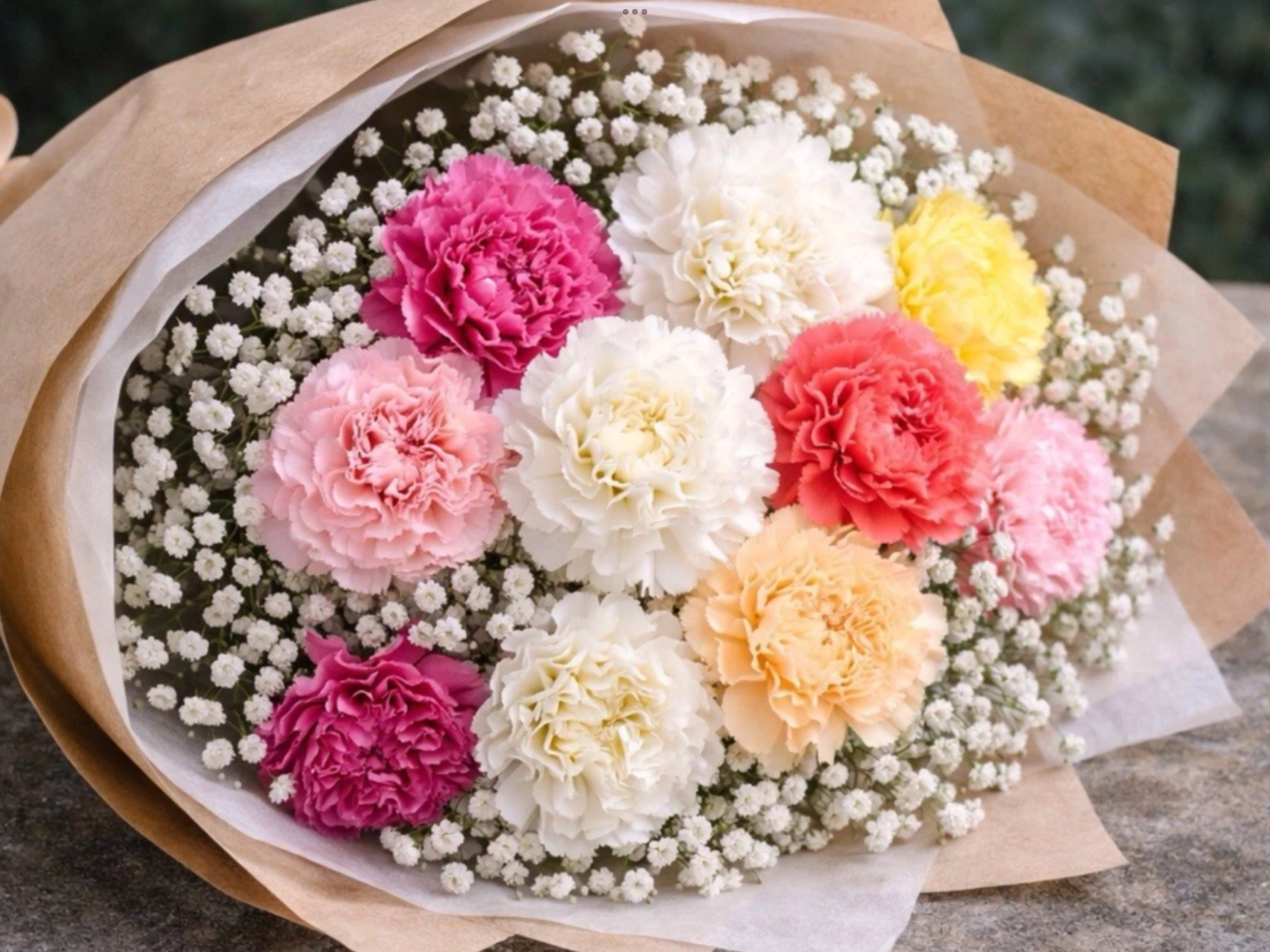 Carnation With White Baby's Breath Carnation With White Baby's Breath - Image 2
