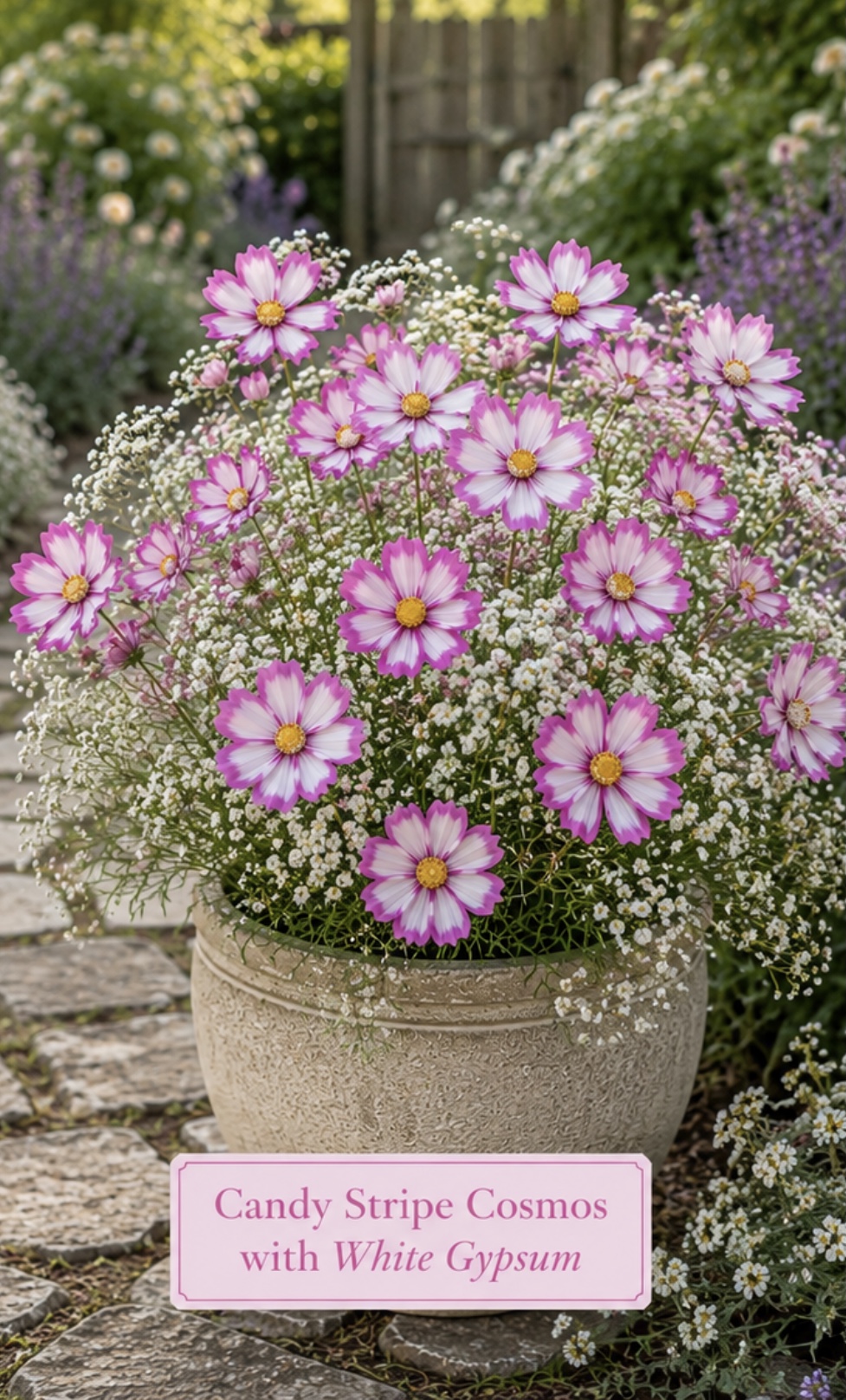 Candy Stripe Cosmos & White Baby's Breath (free Snapdragon) Candy Stripe Cosmos & White Baby's Breath (free Snapdragon)