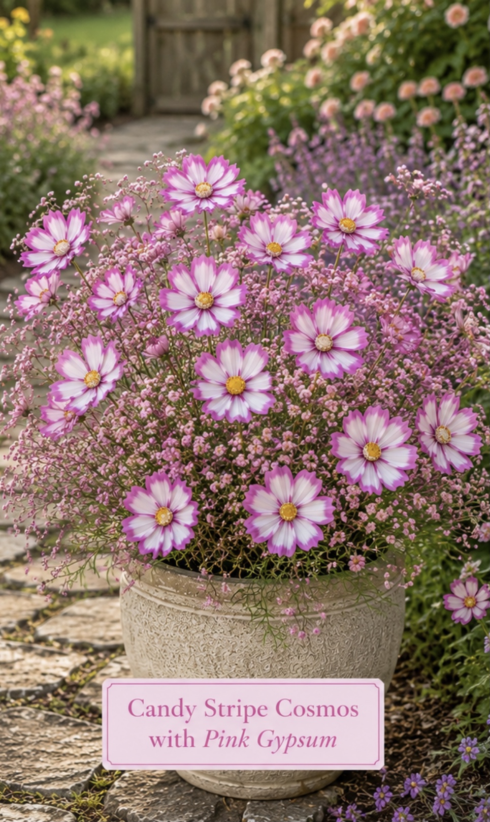 Candy Stripe Cosmos & Pink Baby's Breath (free Snapdragons) Candy Stripe Cosmos & Pink Baby's Breath (free Snapdragons)