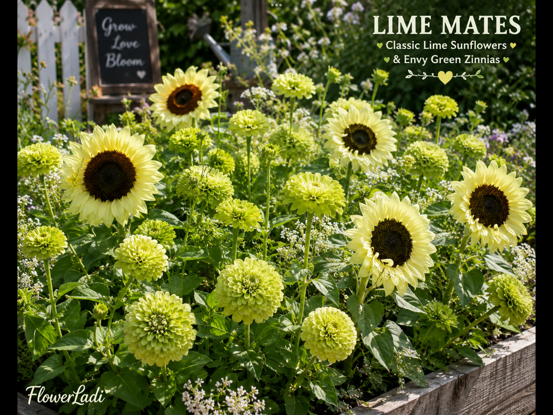 Lime Mates - Green Sunflower & Zinnia Lime Mates - Green Sunflower & Zinnia