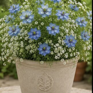 Blue Nigella & White Baby's Breath