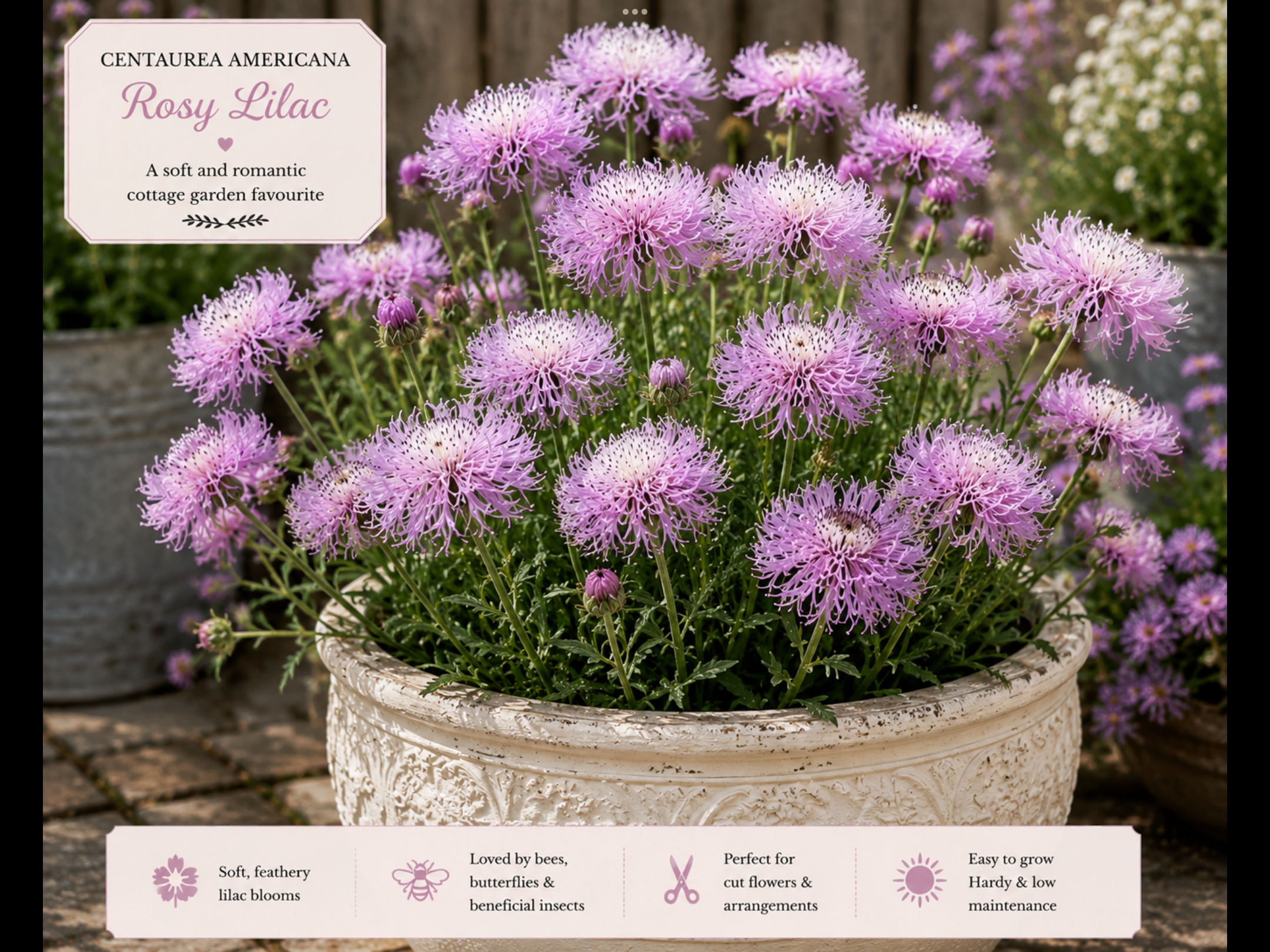 Centaurea Americana Rosy Lilac (free Celosia) Centaurea Americana Rosy Lilac (free Celosia) - Image 2