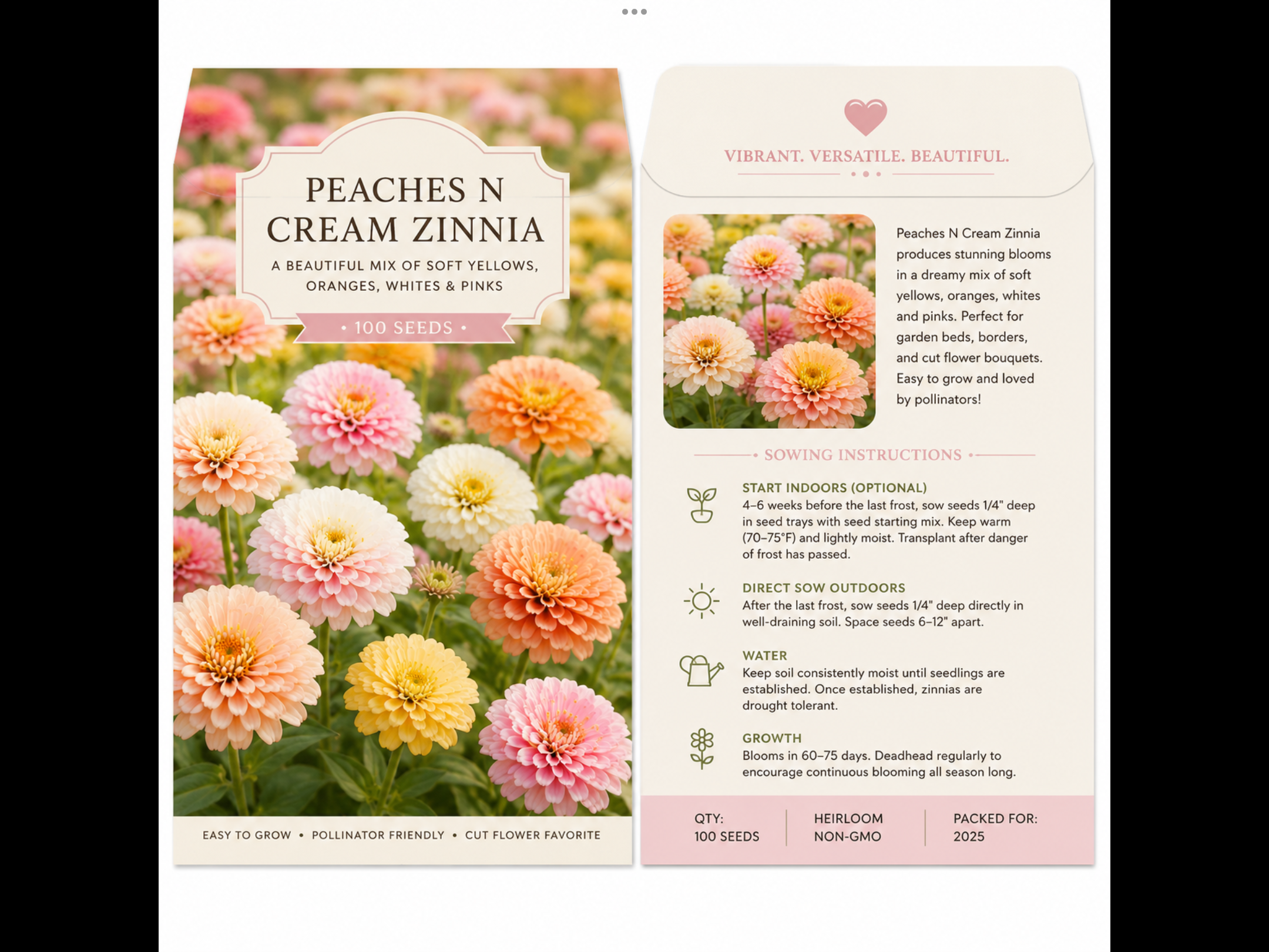Peaches N Cream Zinnia Mix Peaches N Cream Zinnia Mix - Image 5