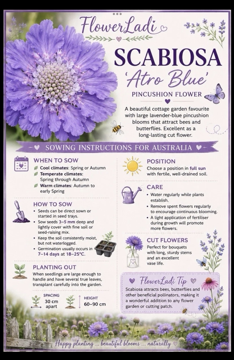 Blue Scabiosa ‘Atro Blue’ Pincushion (free Celosia) Blue Scabiosa ‘Atro Blue’ Pincushion (free Celosia) - Image 5