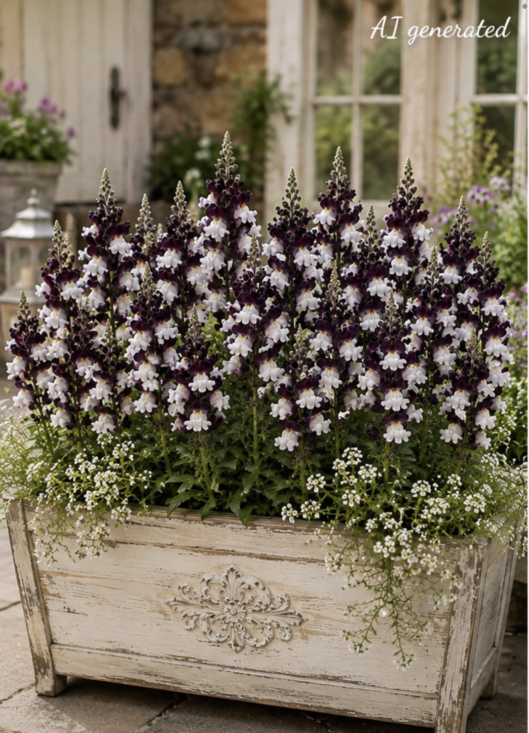 Black & White Snapdragon (free White Alyssum) Black & White Snapdragon (free White Alyssum) - Image 3